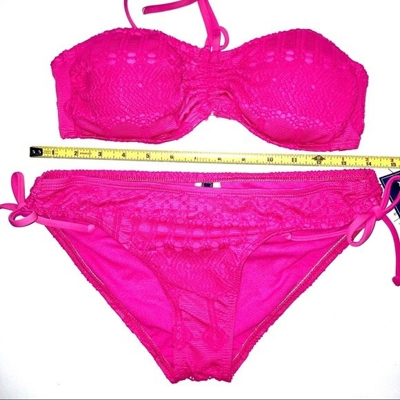 NWT Pink Crochet Two Piece Bikini Size 6 - Picture 6 of 6
